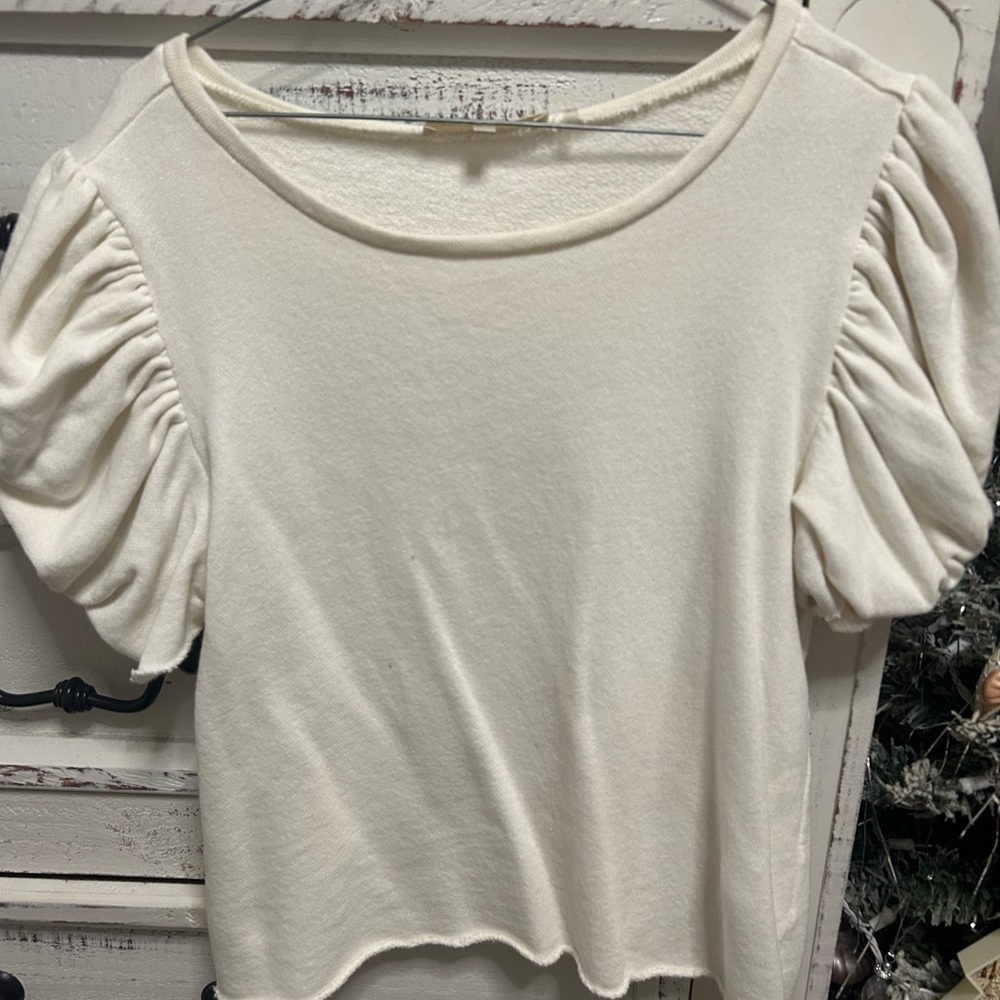 Loveshackfancy Cream Puff Sleeve Top